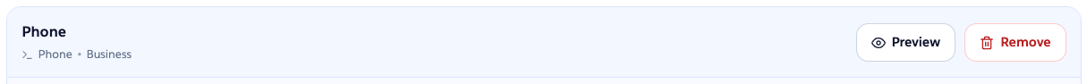 Contact Phone rule header with Preview button beside Remove